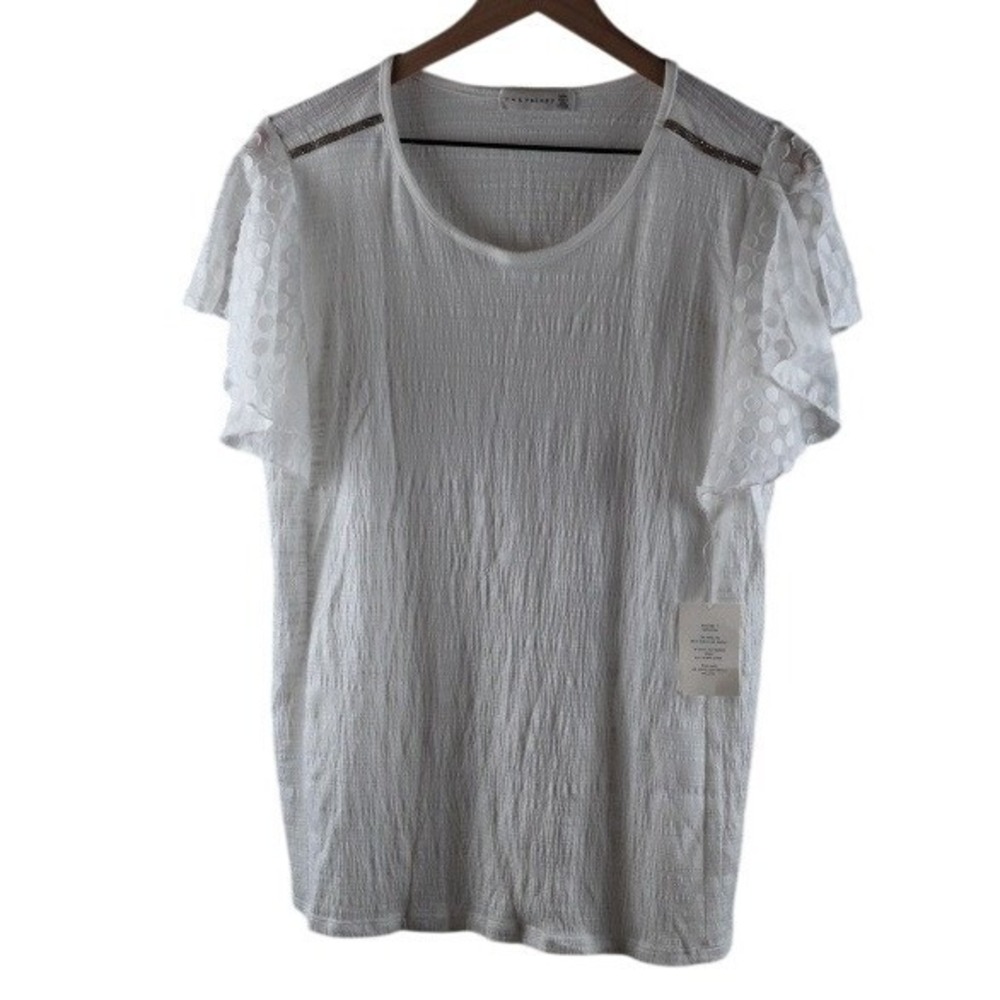 Retrology‎ White Dove Flutter Sleeve Crinkle Top K3550AM21RT Mens Medium